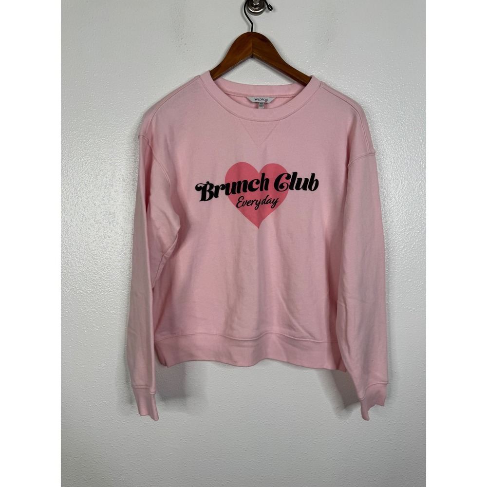 Wildfox Pink Brunch Club Everyday Heart Graphic Sweatshirt XS WF005839